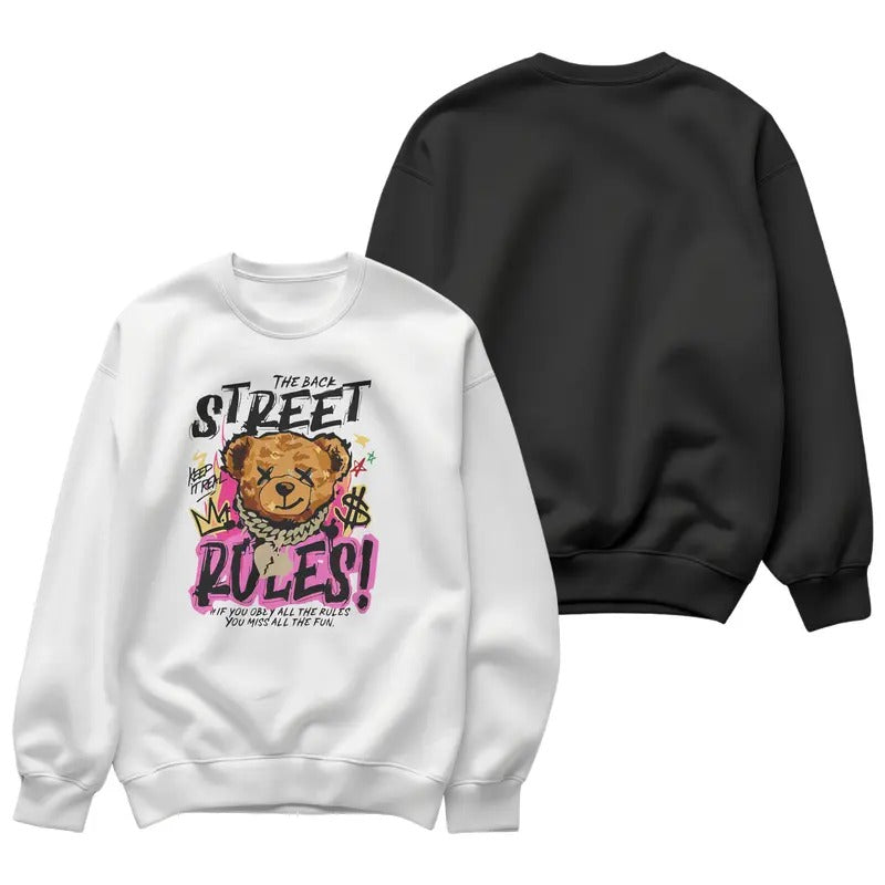 Fashionable cotton short sleeves, crewneck sweatshirts, hooded sweatshirts, bears leading, gold chains shining, "STREET...