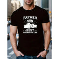 Father and Son Best Friends For Life Graphic T-Shirt, Casual Crew Neck Tee, Regular Fit Knit Fabric Top with Slight...