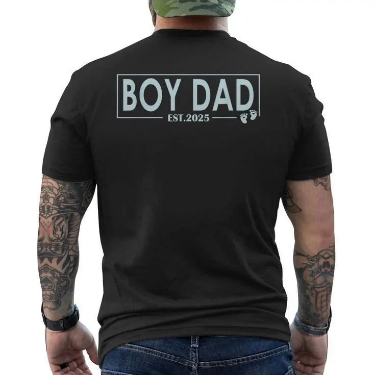 Father's Day T-Shirt, Gifts For Dad, Boy Dad Est 2025 Newborn Daddy Father Boy Son Father's Day Men's T-shirt Back Print...