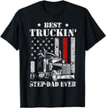 Father's Day T-Shirt, Gifts For Stepdad, Best Truckin' Step-Dad Ever Flag T-Shirt Menswear Fashion Casual Cotton Hoodie,...