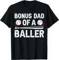 Father's Day T-Shirt, Gifts For Stepdad, Bonus Dad Of A Baller Baseball Bonus Dad Baseball Step Dad T-Shirt Menswear...