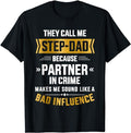 Father's Day T-Shirt, Gifts For Stepdad, Call Me Step-Dad Partner In Crime For Father's Day T-Shirt Menswear Casual...