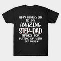 Father's Day T-Shirt, Gifts For Stepdad, Happy Father's Day Step Dad T-Shirt Menswear Fashion Casual Cotton Top Basic...