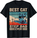 Stepdad Vintage Best Cat Step Dad Ever Bump Fist Menswear Casual Basic T-Shirts, Hoodie, Sweatshirt