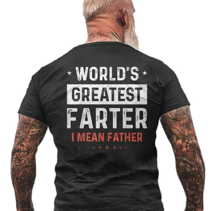 Fathers Day Retro Dad World's B*st Farter I Mean Father Men's T Shirt Back Print, Funny Dad Shirt, Gift For Fathers Day,...