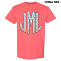 Faux Foil Glitter Monogram Gildan Short Sleeve T-Shirt 'NLB' Hoodie, Sweatshirt | GrindPrints.com