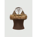 Faux Fur Leopard Halter Tops Metal Ring Tie Back Y2k Concert Top T-Shirts, Hoodie, Sweatshirt | GrindPrints.com