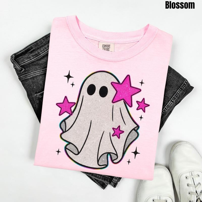 Faux Glitter Ghost Comfort Colors T-Shirt 'NLB' Hoodie, Sweatshirt | GrindPrints.com