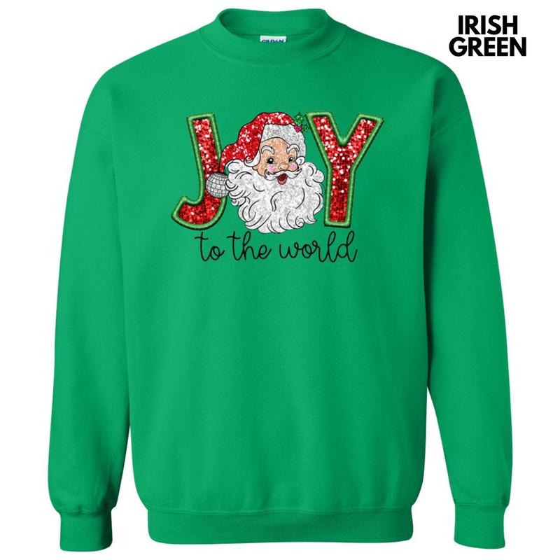 Faux Sequin Joy To The World Sweatshirt T-Shirts, Hoodie | GrindPrints.com