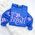 Feelin' Frosty Retro Christmas Sweatshirt or Hoodie with sleeve prints Comfy Unisex Tops T-Shirts | GrindPrints.com
