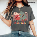 Feelin' Joy Christmas Comfort Colors Shirt, Retro Christmas Holiday T-shirt, Christmas Tree Family Tee, Christmas Cozy...