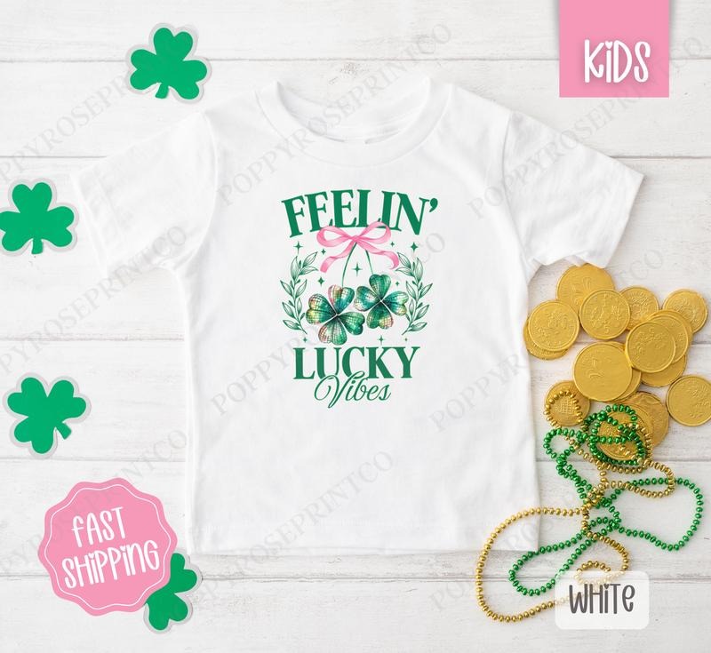 Feelin' Lucky Vibes Kids Shirt - St Patrick's Day Children's Tshirt