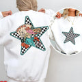 Feeling Lucky Cowgirl Sweatshirt, Trendy Western Cowgirl Sweater, Western Turquoise Checkered Sweatshirt, 8 Ball Sweater,...