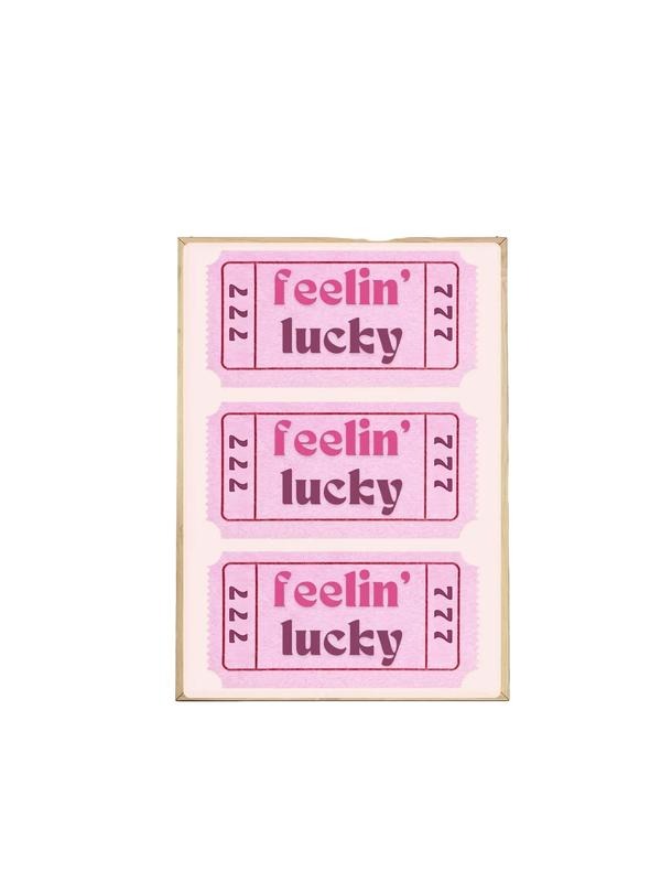 Feeling Lucky Girl Aesthetic 777 Ticket Print, Pink Trendy Retro Wall Art, Aesthetic Preppy Decor Girly Wall Art, Gifts...