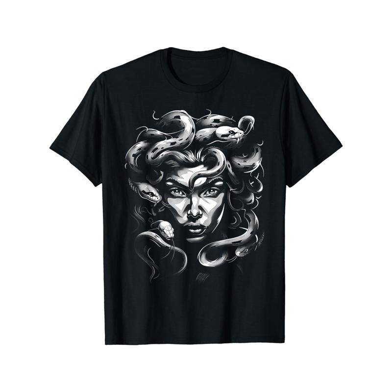 Female Snake Myth Greek Art Painting Illustration T-Shirt Made in USA Hoodie, Sweatshirt | GrindPrints.com
