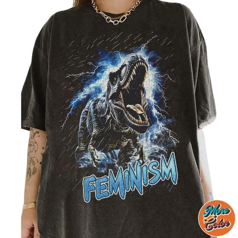 Feminism Tyrannosaurus Rex Dinosaur Movie Shirts, Cotton Unisex T-shirt, Crew Neck, Size S- 3XL, Menswear Top, Womenswear...