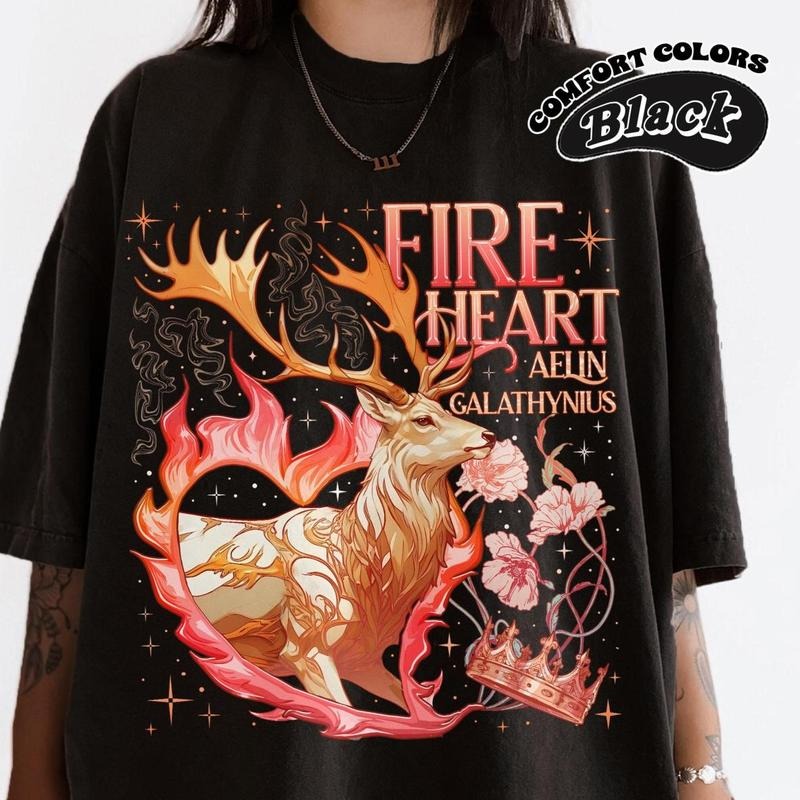 Fenrys And Gavriel T-Shirt, Fire Heart T-Shirt, Rowan Gavriel Fenrys Connall Lorcan & Vaughn, Throne Of Glass Shirt,,...