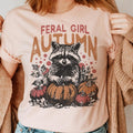 Feral Girl Autumn Tee Feral Girl Racoon Fall TShirt Feral Girl Fall T-Shirt Fall Feral Racoon Top Womens Fall Feral Girl...