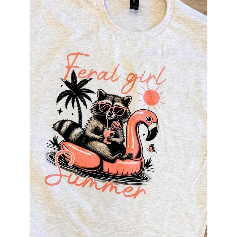 Feral Girl Summer Graphic Top T-Shirts, Hoodie, Sweatshirt | GrindPrints.com