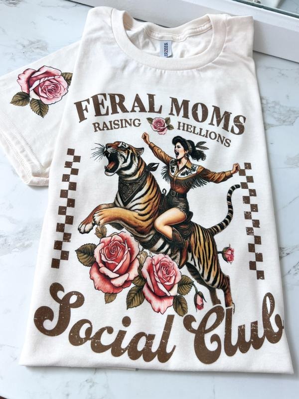 Feral Moms Social Club Short Sleeve Screen Printed Womenswear Casual Top T-Shirts, Hoodie, Sweatshirt