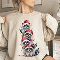 Feral Racoons Christmas Tree Funny Cute Unisex Crewneck Sweatshirt, Feral Girl Merry Christmas Shirt Hoodie | GrindPrints.com