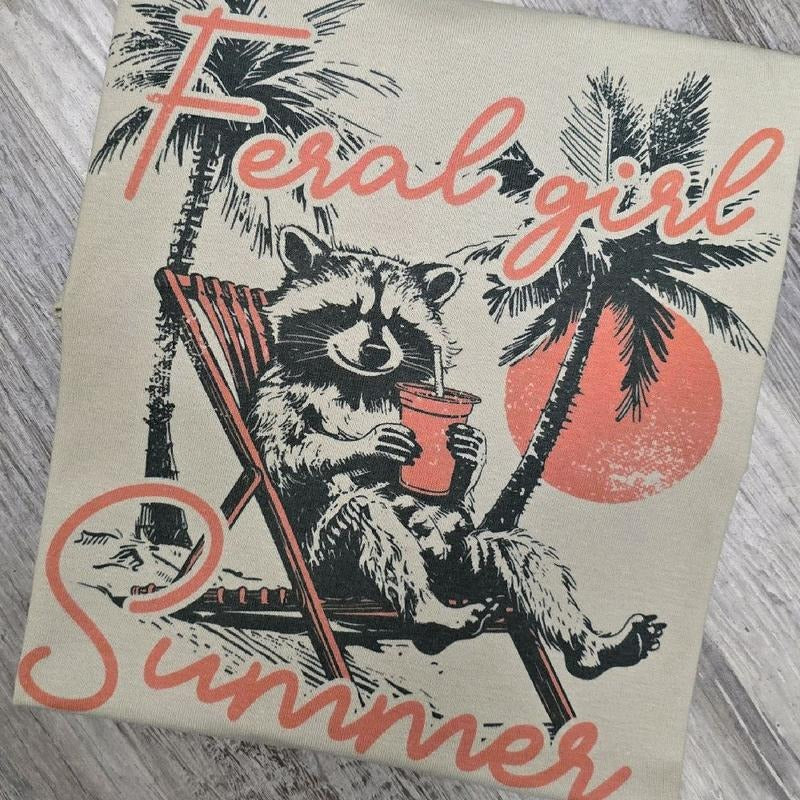 Feral girl Summer Graphic Tee or Sweatshirt shirts women Hoodie | GrindPrints.com