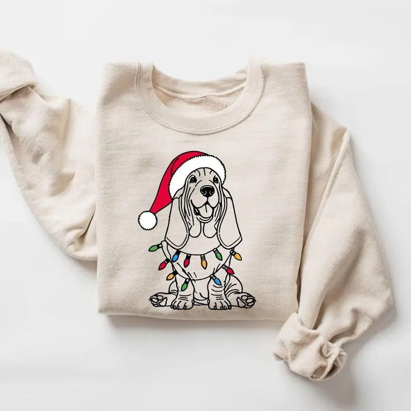 Festive Basset Hound Christmas Sweatshirt | Xmas Basset Hound Sweater | Christmas Hound Dog | Basset Hound Lover Gift |...