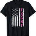 Fight Breast Survivor American Flag Breast Cancer Awareness T-Shirt | Unisex Cotton Tee, Short Sleeve, Size S-5XL Hoodie,...