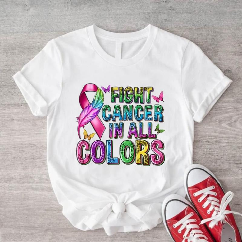 Fight Cancer All Colors Shirt Cancer Awareness Multicolored Ribbon Cancer Warrior Fight Cancer Shirt T-Shirts, Hoodie, Sweatshirt