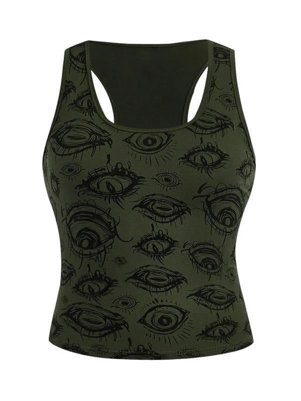 Figure Graphic Crop Tank Top Scoop Neck Sleeveless Y2k Goth Tops T-Shirts, Hoodie, Sweatshirt | GrindPrints.com