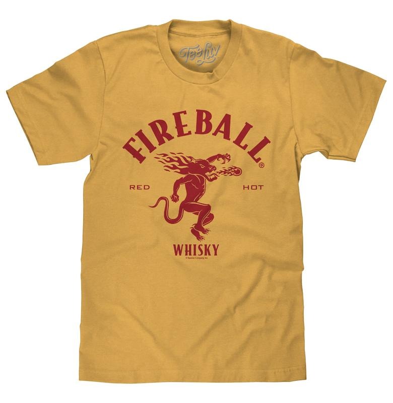 Fireball Whisky Red Hot Dragon Logo T-Shirt - Mustard Yellow Hoodie, Sweatshirt | GrindPrints.com