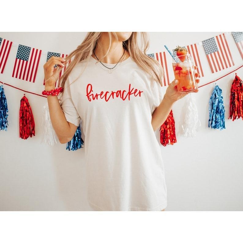 Firecracker Shirt 4th July Independence Day USA Shirt Patriotic Shirt Miss Firecracker Cute Fourth July Shirt T-Shirts, Hoodie, Sweatshirt