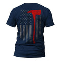 Firefighter Thin Red Line Flag With Axe 2.0 Back Print Men's T-Shirt Hoodie, Sweatshirt | GrindPrints.com