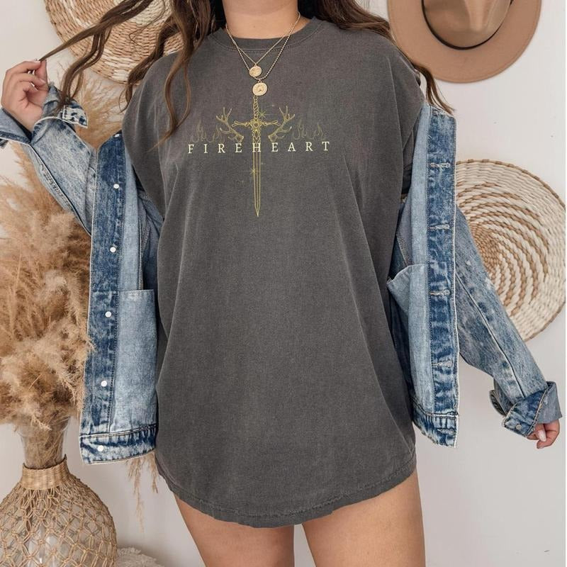 Fireheart T-Shirt | Throne of Glass Shirt, Trendy Vintage Oversized Aesthetic, SJM quotes, Throne of Glass t-shirt, SJM...
