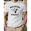 Fireworks "Who Needs Fingers" Pattern Printing Cotton Casual Novel Short Sleeved Summer Shirt Comfortable Fit Street Wind Round Neck Suitable Daily Outdoor. Made USA T-Shirts, Hoodie, Sweatshirt