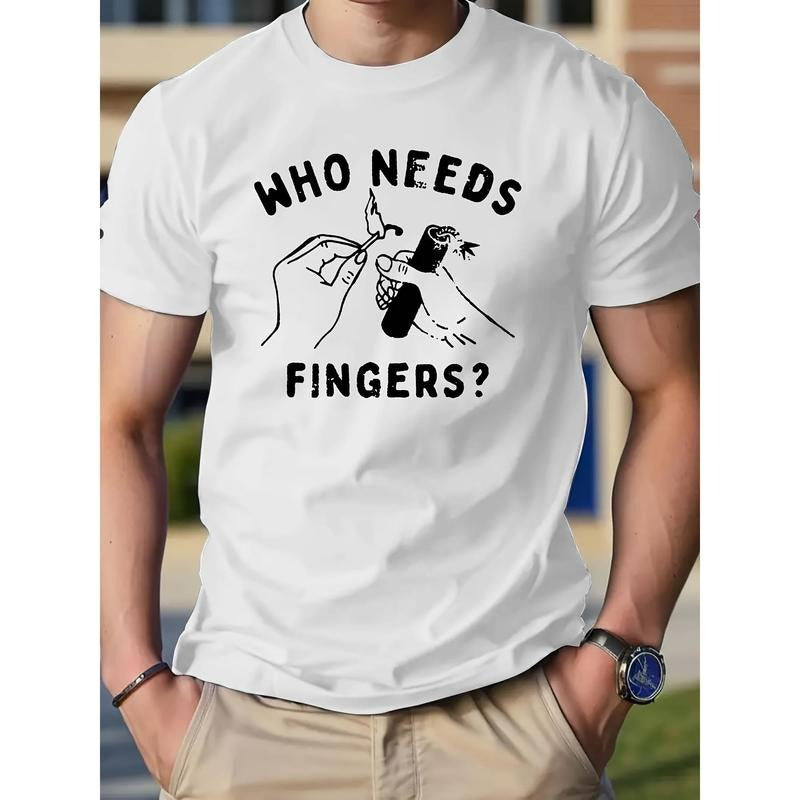 Fireworks "Who Needs Fingers" Pattern Printing Cotton Casual Novel Short Sleeved Summer Shirt Comfortable Fit Street Wind Round Neck Suitable Daily Outdoor. Made USA T-Shirts, Hoodie, Sweatshirt