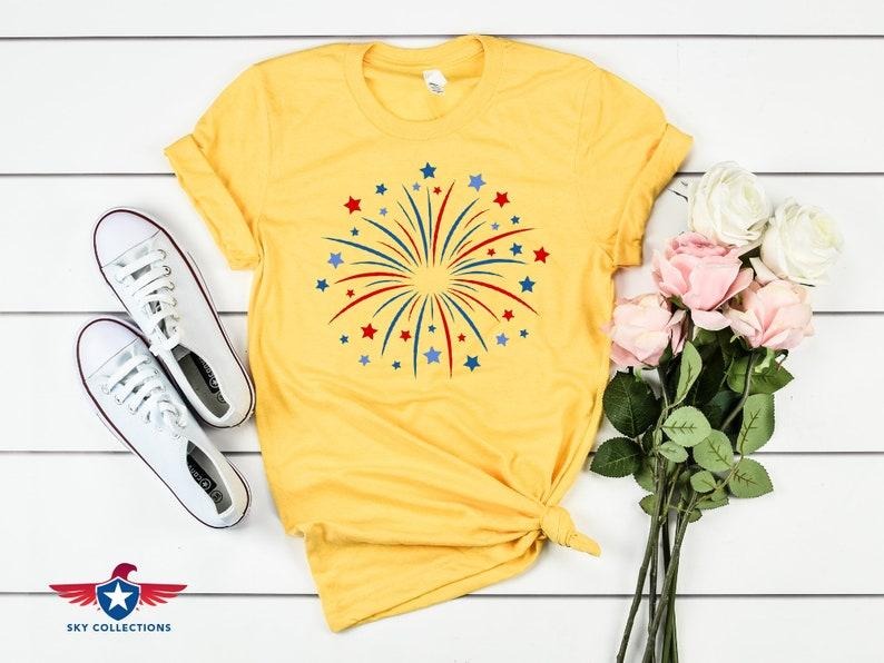 Fireworks Shirt, Patriotic Shirt, 4th of July Shirt, American Flag Shirt, Fourth of July, USA Flag Shirt, Family Shirt,...