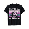 First Of All I'm A Delight Retro Purple Angry Opossum Possum T-Shirt Men's casual T-shirt 100% Cotton, Gifts for Men Dad...
