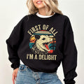 First Of All I'm A Delight Vintage Sweatshirt, Funny Opossum Retro Sweater, Funny Women Apparel, I'm A Delight Crewneck,...