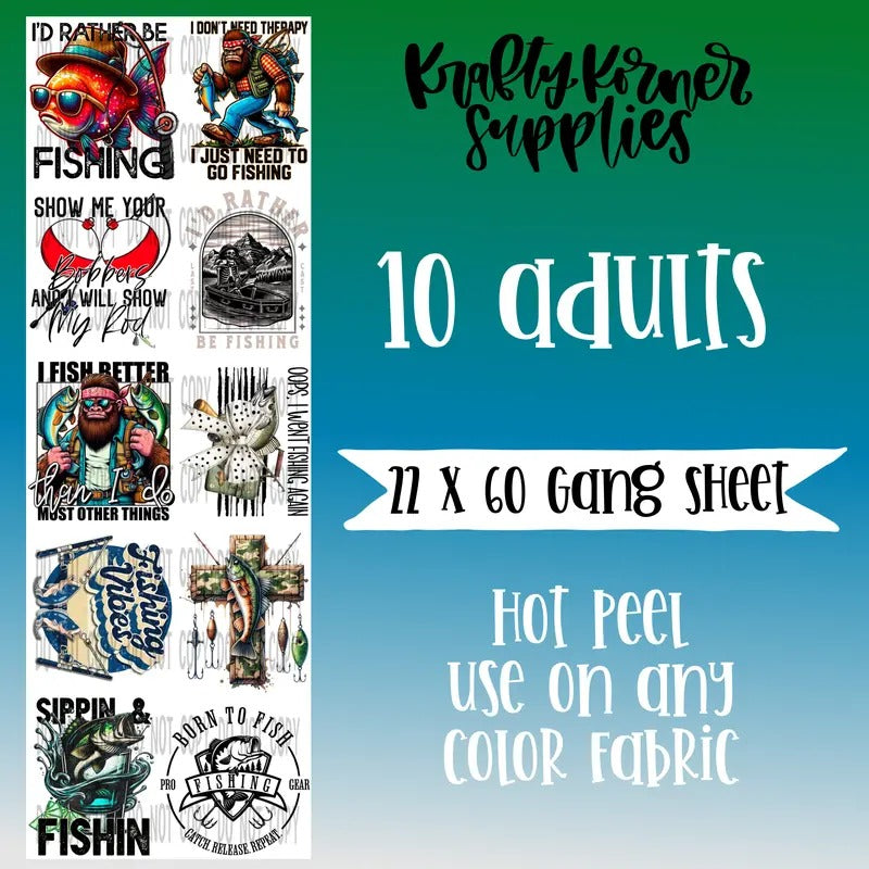 Fishing DTF Transfer Gang Sheet, 22 x 60 T-Shirts, Hoodie, Sweatshirt | GrindPrints.com