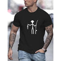 Fishing Print, Men's Round Crew Neck Short Sleeve, Simple Style Tee Fashion Regular Fit T-Shirt, Casual Comfy Breathable...