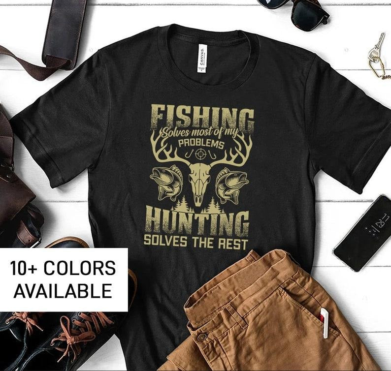 Fishing and Hunting Shirt for Men, Funny Fishing TShirt for Fathers Day Gift, Funny Mens Hunting TShirt for Men, Fishing...