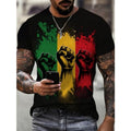 Fist Print Plus Size Men's Short Sleeve T-Shirt, Casual Fashion Crew Neck Tee, All Over Graphic Top For Outdoor Sport And...