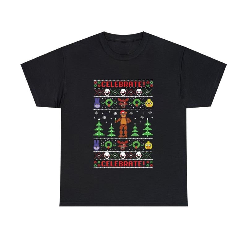 Five Nights At Freddy's Ugly Holiday T-Shirt Gaming Fan Graphic Tee Hoodie, Sweatshirt | GrindPrints.com