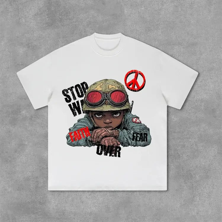 Flame Boy Faith Over Fear Graphic Print Cotton T-Shirt Hoodie, Sweatshirt | GrindPrints.com