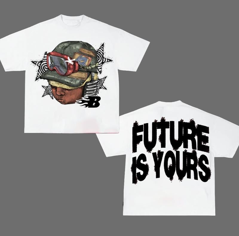 Flame Letter Future Is Your Graphic Big Face T Shirt Hip Hop Streetwear Y2k Fashion Hoodie, Sweatshirt | GrindPrints.com