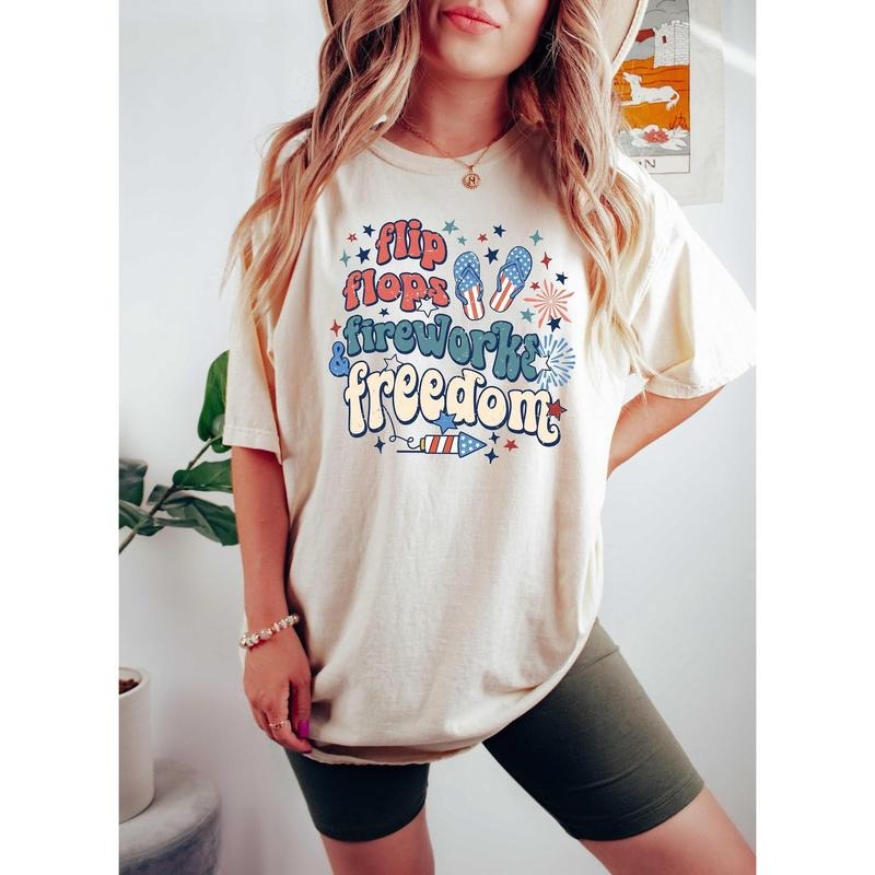 Flip Flops tshirt, Fireworks sweatshirt, Freedom Shirt, Patriotic Shirt, Fourth of July Shirt, 4th of July Shirt,...