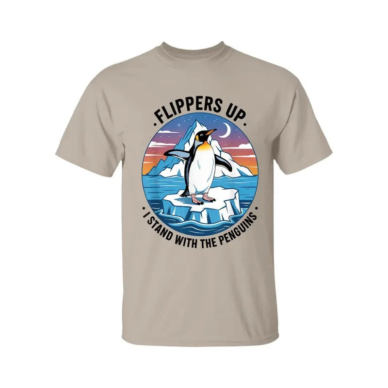 Flippers Up I Stand With The Penguins T-Shirt, Graphic Tee For Men, For Women Hoodie, Sweatshirt | GrindPrints.com