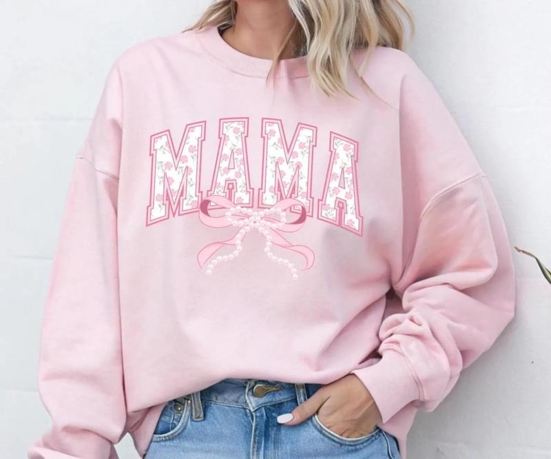 Flirty Mom Bow Sweatshirt, Oversized Mom Sweater, Mother's Day Gift, Trendy Bow Sweater, Cozy Mom Sweater, Casual Outfit...
