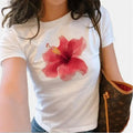 Flirty Pink Hibiscus Y2k Baby Tee, Y2k Shirt Trendy Baby Tee Coquette, Baby Tee 90s, Shirt Y2K Aesthetic Casual Comfort...